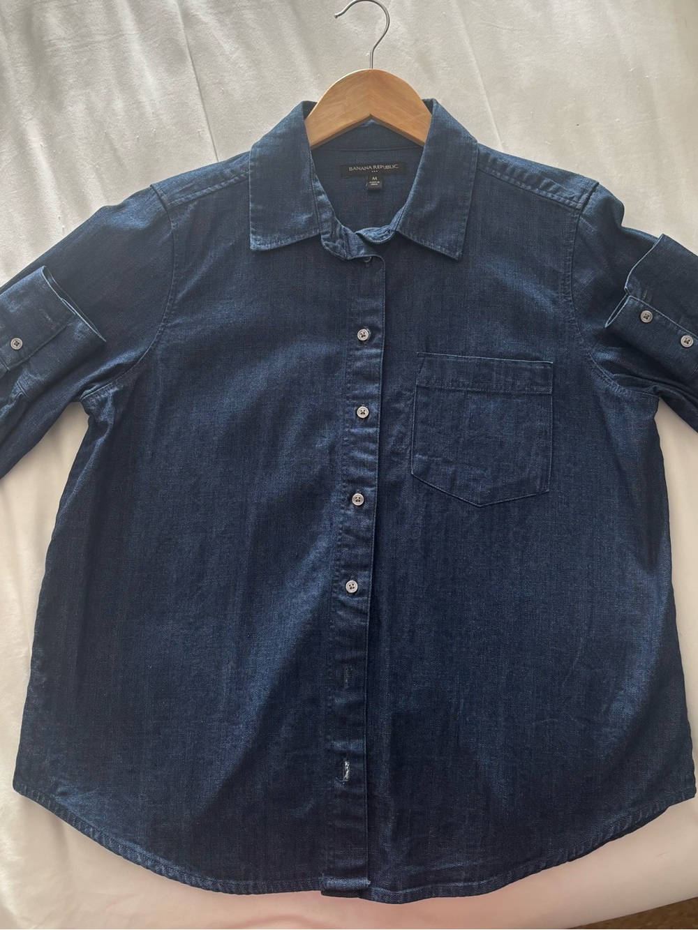 Banana Republic womens Dark Blue Denim Button-Up Shirt